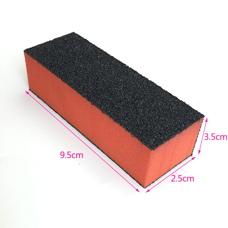 Factory direct sales of three-sided sand blocks in stock for wholesale, high-elastic cotton tofu blocks, washed black square nail files pic 4