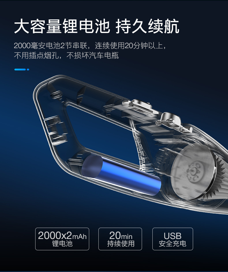Powerful car vacuum cleaner, wireless charging vacuum cleaner, dual-purpose car and household handheld vacuum cleaner pic 7