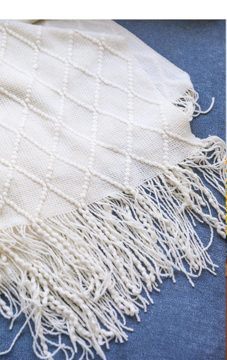 Knitted blanket, sofa blanket, cover blanket, fringed thin blanket, office air conditioning blanket, bay window blanket, summer nap blanket, small blanket pic 31