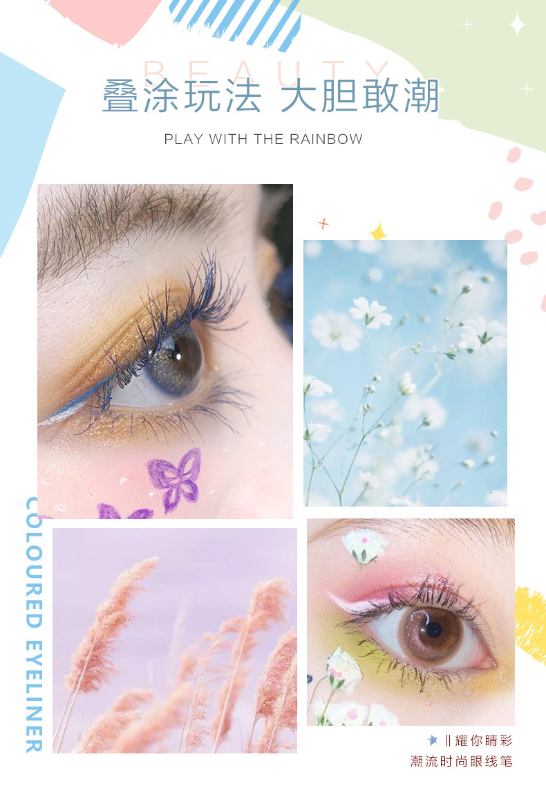 NOVO Makeup Colored eyeliner pen for beginners, extremely fine, waterproof, non-smudging, long-lasting eyeliner liquid pen with soft bristles pic 3