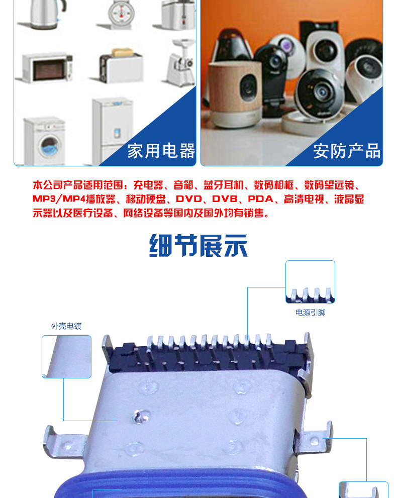 沉板usb3.1typec24pin防水母头等级ipx7接头母座连接器接口详情4