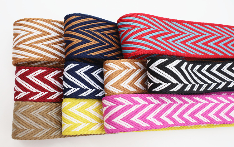 Factory direct supply of wide color polyester jacquard webbing for luggage straps, canvas belts, shoes and hats, and decorative accessories pic 4