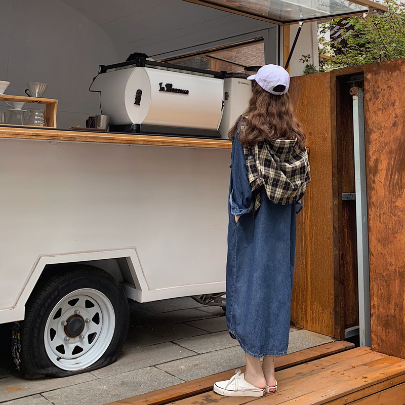 Real photos of homemade long-sleeved denim dress with a design sense, a Korean version slimming dress for women in stock pic 7