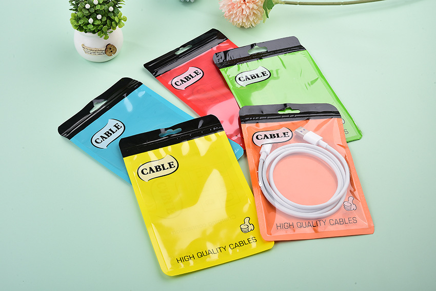 Factory direct sales pearlescent film yin-yang bone bags, printable thickened plastic self-sealing bags, USB data cable packaging bags pic 21