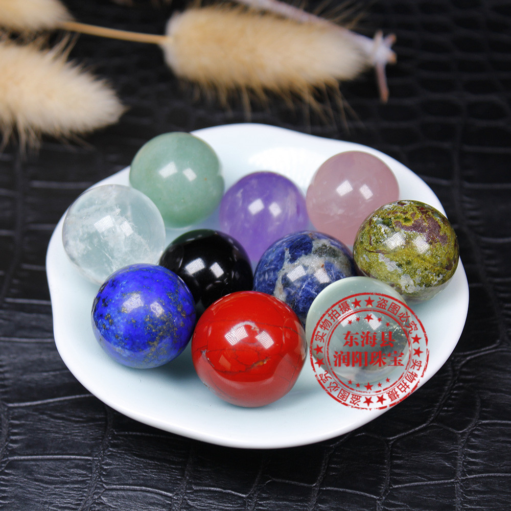 2cm天然水晶粉白紫水晶球无孔圆珠diy饰品配件散珠风水球家居摆件详情16