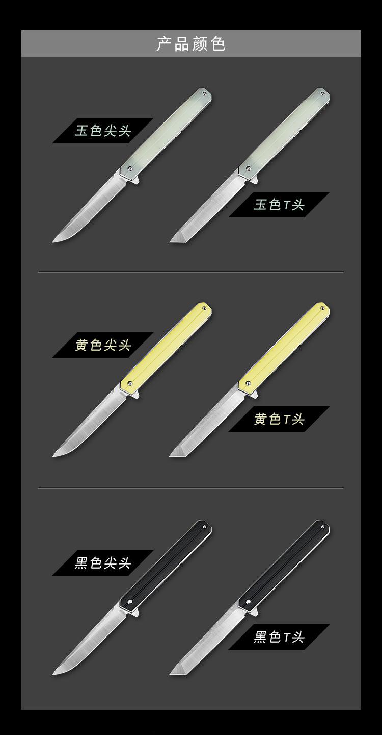 Folding knife outdoor D2 hardness stainless steel outdoor camping knife G10 handle bearing side-opening, available in stock for wholesale pic 12