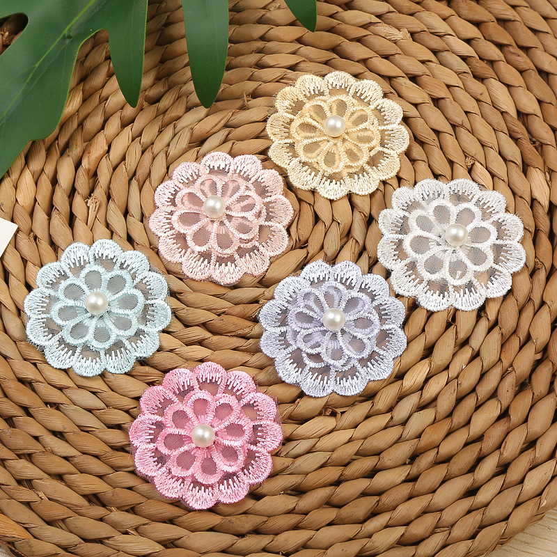 New six-color beaded organza flower triumphal bird two-layer organza lace clothing accessories factory direct sales pic 7