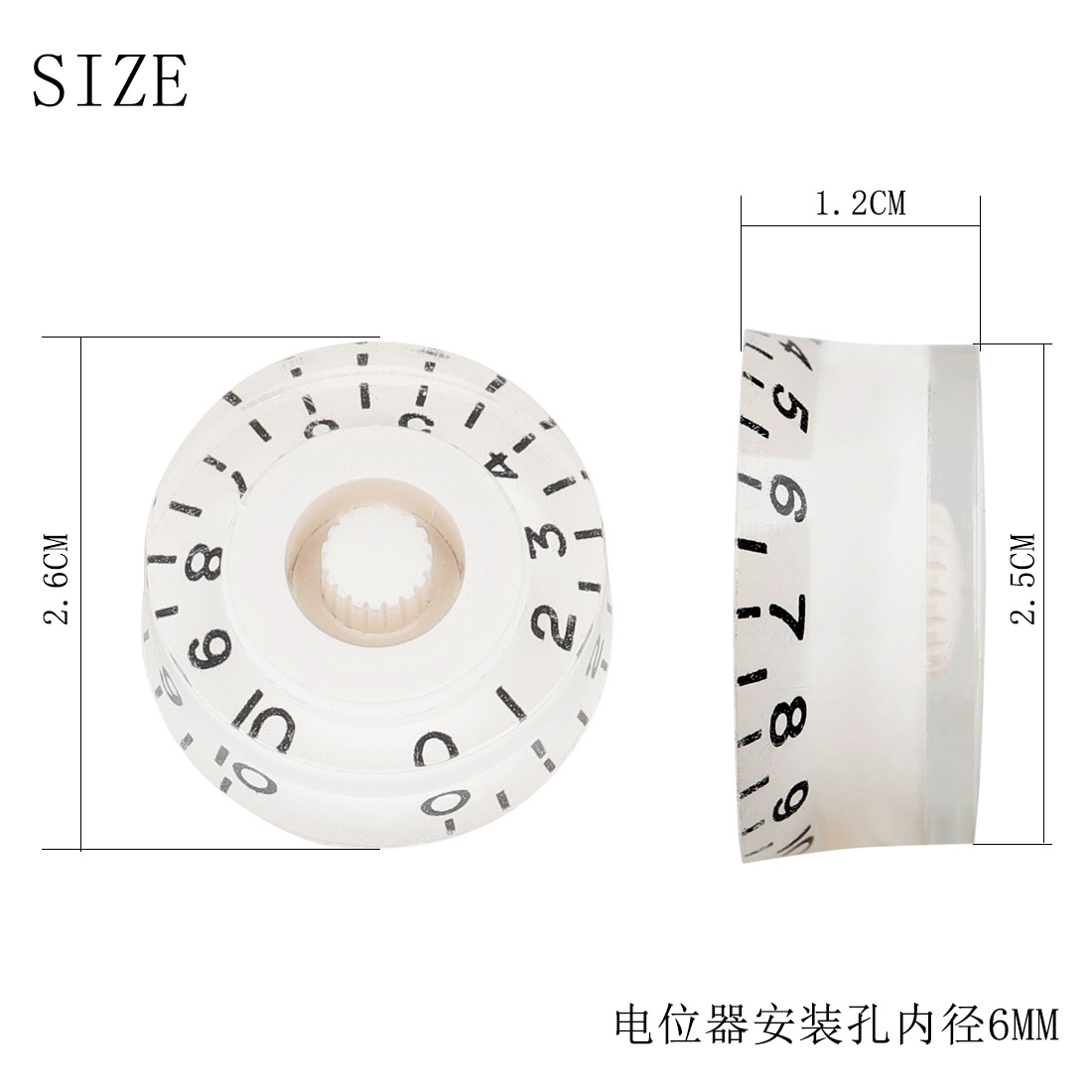 Electric guitar volume knob cap, guitar compatible potentiometer cap, transparent flying saucer knob, three sets of instrument wholesale pic 2