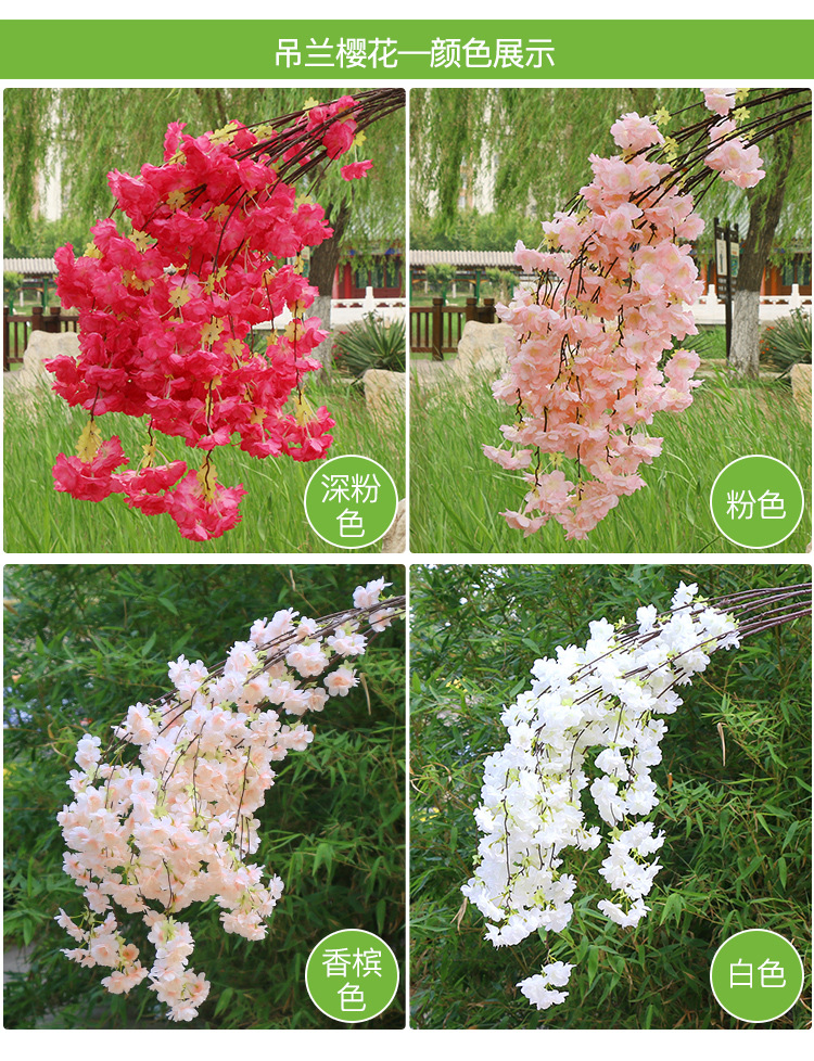 Artificial flowers, artificial cherry blossom branches with 4 branches and 3 forks, pear blossoms, peach blossoms, cherry blossom branches, wedding decoration artificial flowers, plastic flowers pic 6
