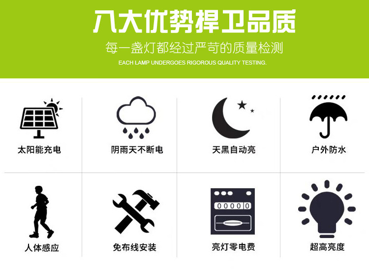 100LED太阳能灯人体感应灯壁灯户外防水花园庭院灯墙壁灯照明路灯详情12