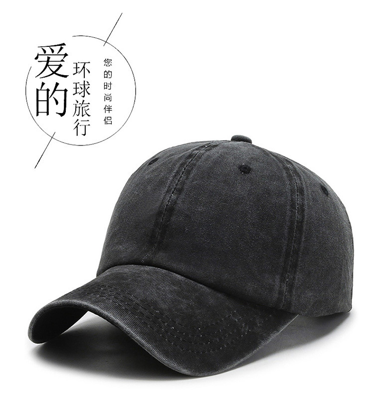 韩版春夏复古做旧弯檐鸭舌棒球帽纯色情侣水洗光板女男休闲帽子详情1