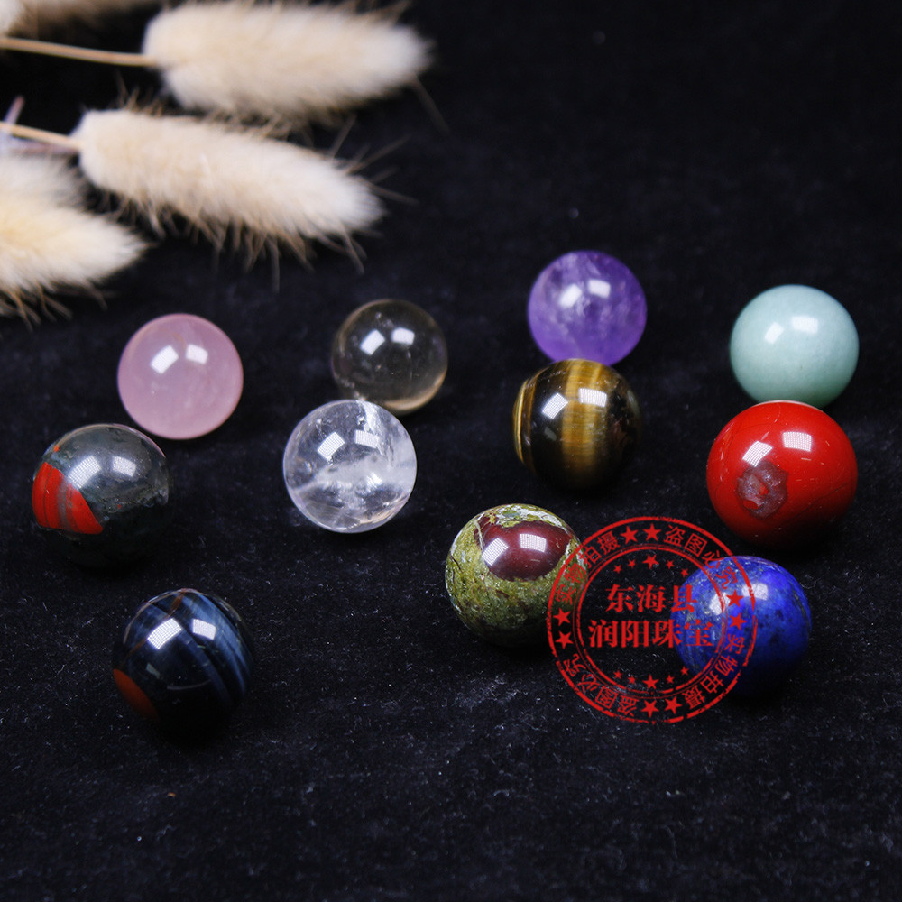 2cm天然水晶粉白紫水晶球无孔圆珠diy饰品配件散珠风水球家居摆件详情9