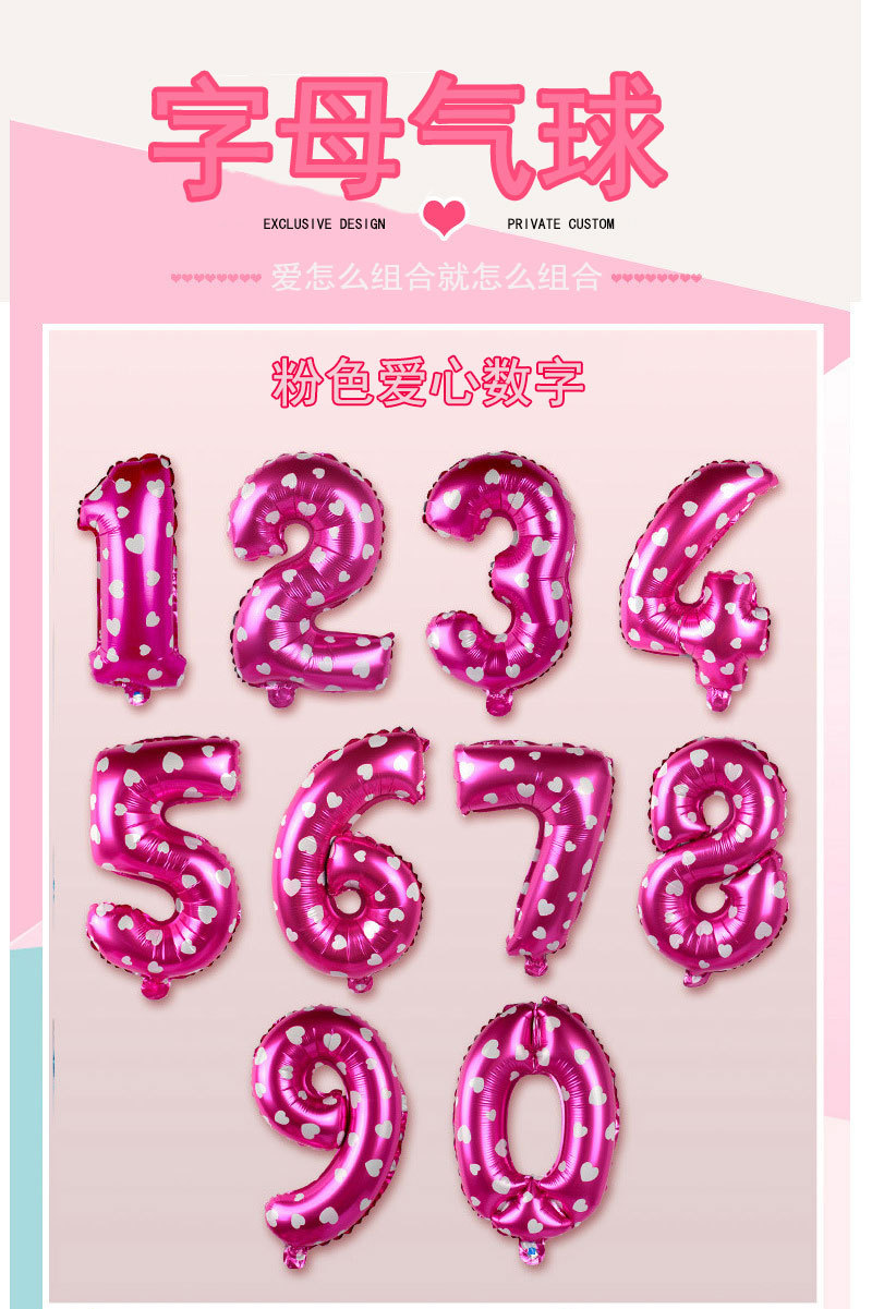 厂家16寸小号数字铝膜气球婚庆生日派对装饰布置用品数字气球 pic 2