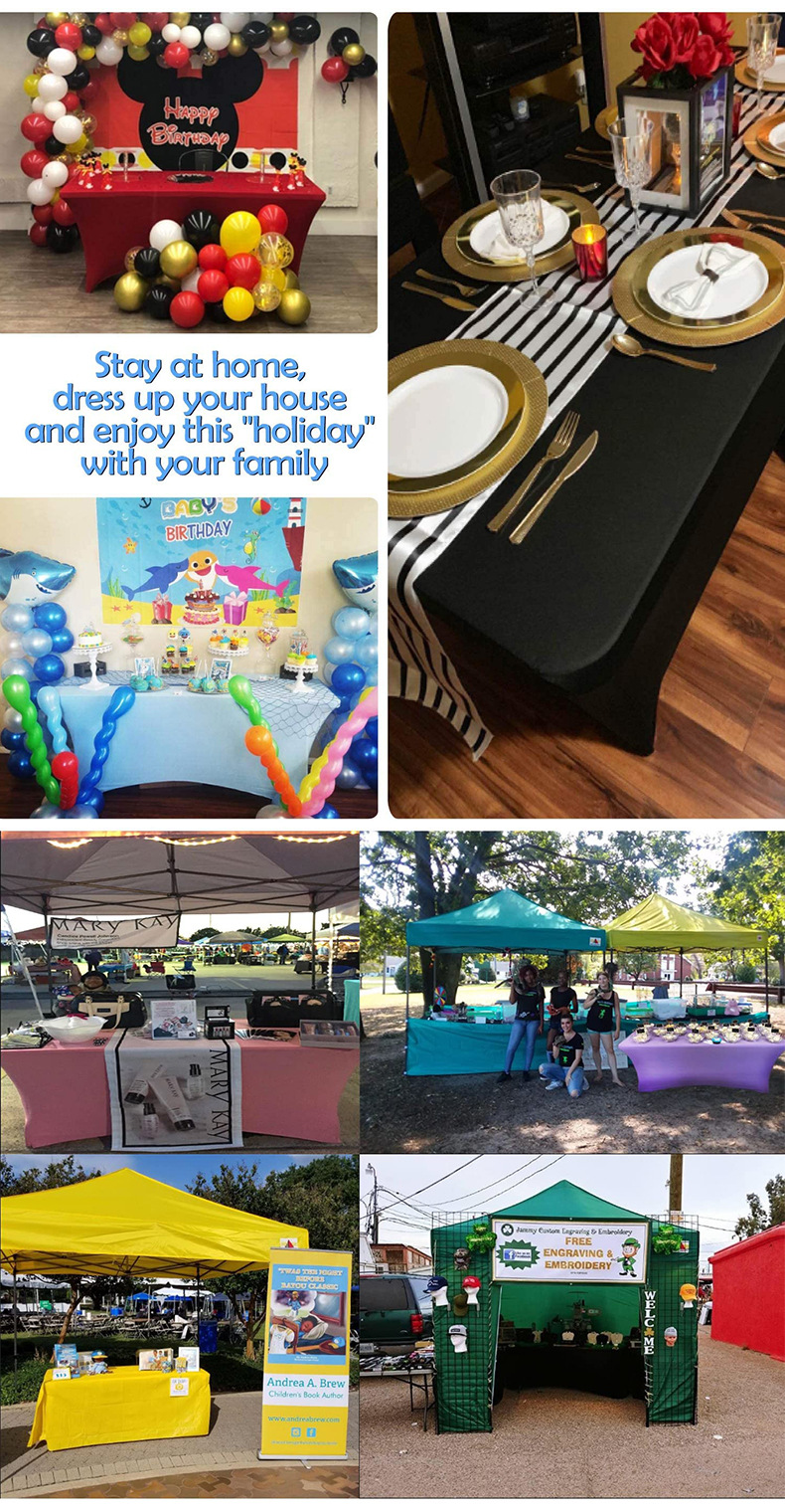 红色结婚桌布纯色长方形全包弹力酒店桌布广告印logo弹力桌套定制详情9