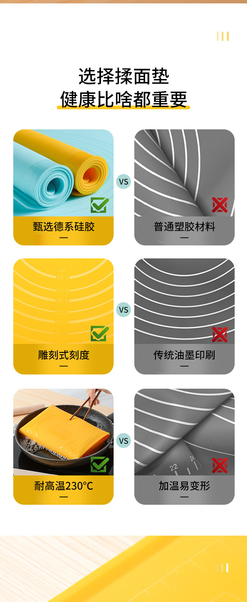 A 3-piece set of multi-functional thickened silicone dough kneading pads, non-stick rolling pads, dough pads, cutting boards and baking pads pic 7