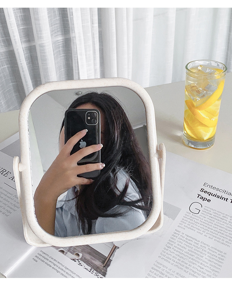 台式双面化妆镜简易梳妆镜子旋转ins风少女公主镜宿舍学生梳妆镜详情10