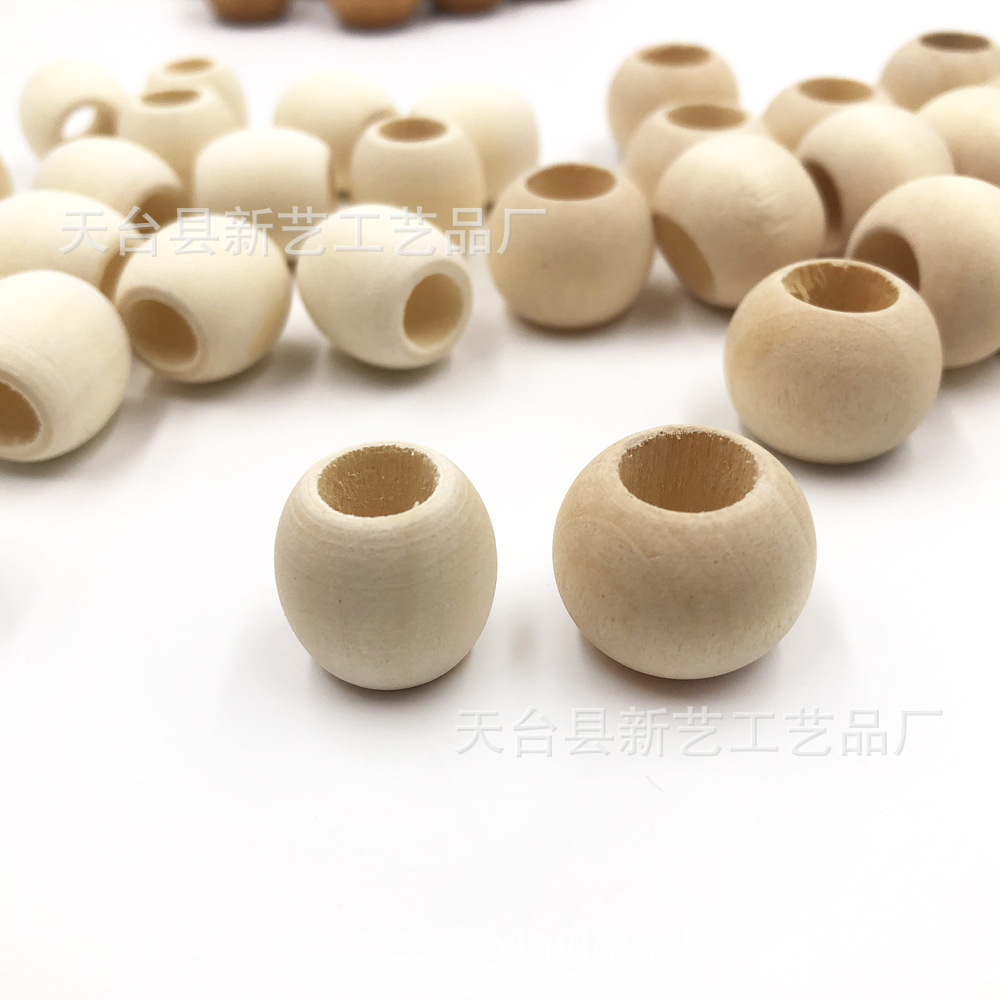 现货大孔木珠8-50mm手工串珠原木散珠 荷木圆珠diy禾木饰品配件详情12