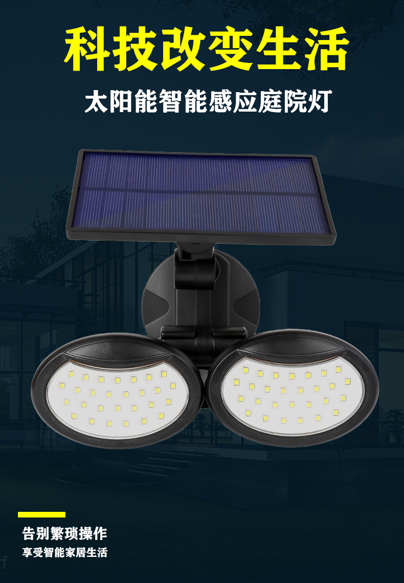 Solar outdoor wall lamps, waterproof human-sensing lighting street lamps for courtyards and gardens, decorative lamps for villa courtyards and walls pic 2