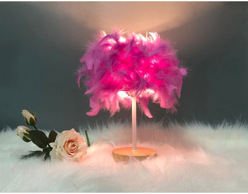 北欧民宿轻奢羽毛台灯卧室床头灯高级感创意礼物小夜灯装饰氛围灯详情18