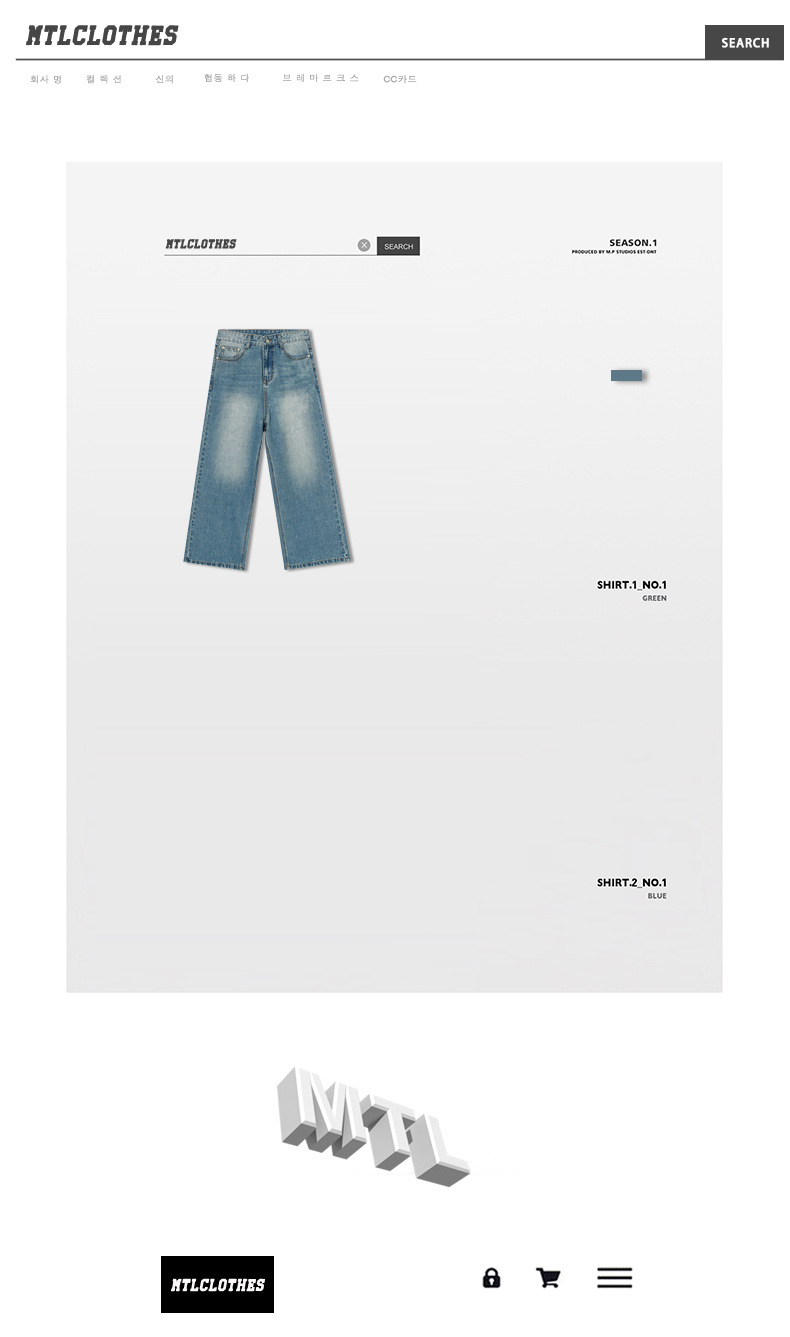 MTLCLOTHES男装|2022新品韩版宽松百搭蓝色直筒阔腿牛仔裤男详情3