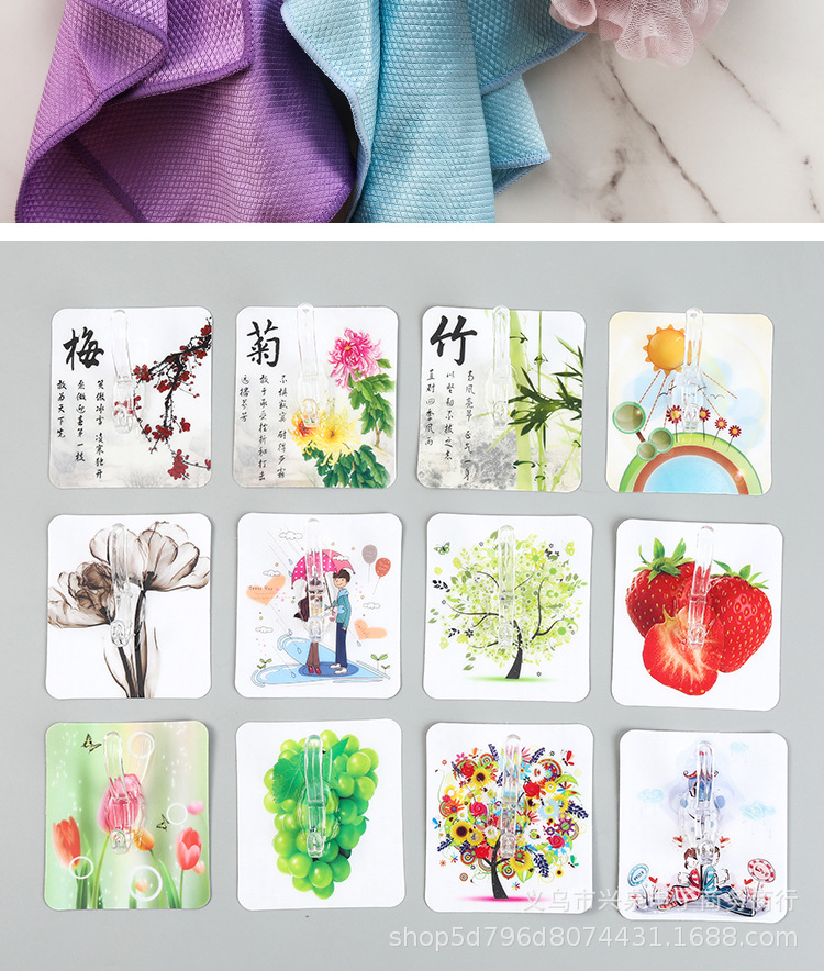 【1-1区】花片【衣帽钩】1500/件粘钩衣帽钩厨房浴室粘胶免打孔新款无痕亚克力挂钩批发详情16