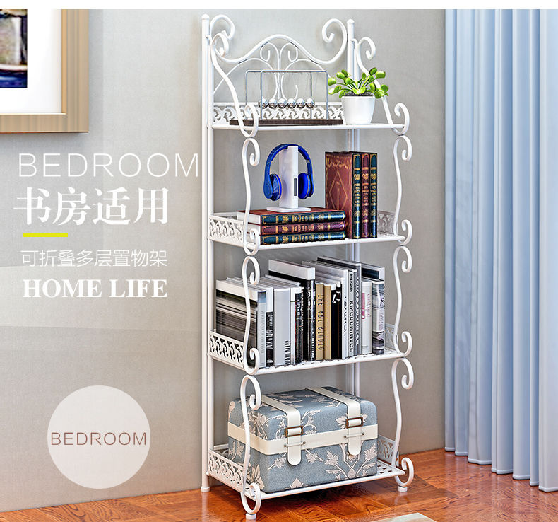 多层置物架卧室铁艺书架落地客厅卫生间浴室房间收纳储物小架子详情3