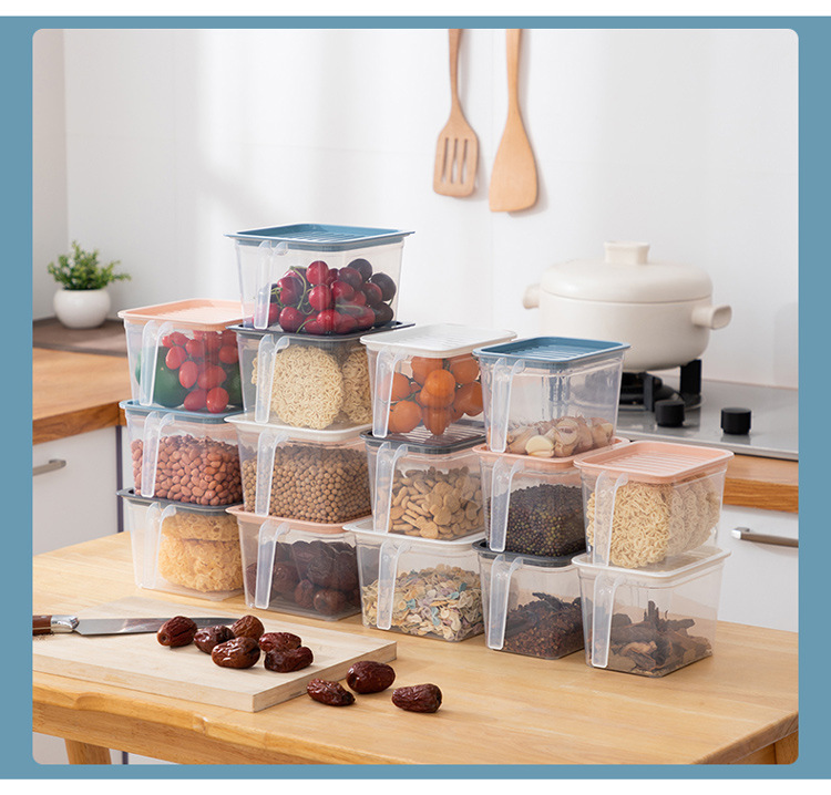 冰箱保鲜盒厨房带手柄塑料带盖密封食品水果收纳盒储物罐批发详情11