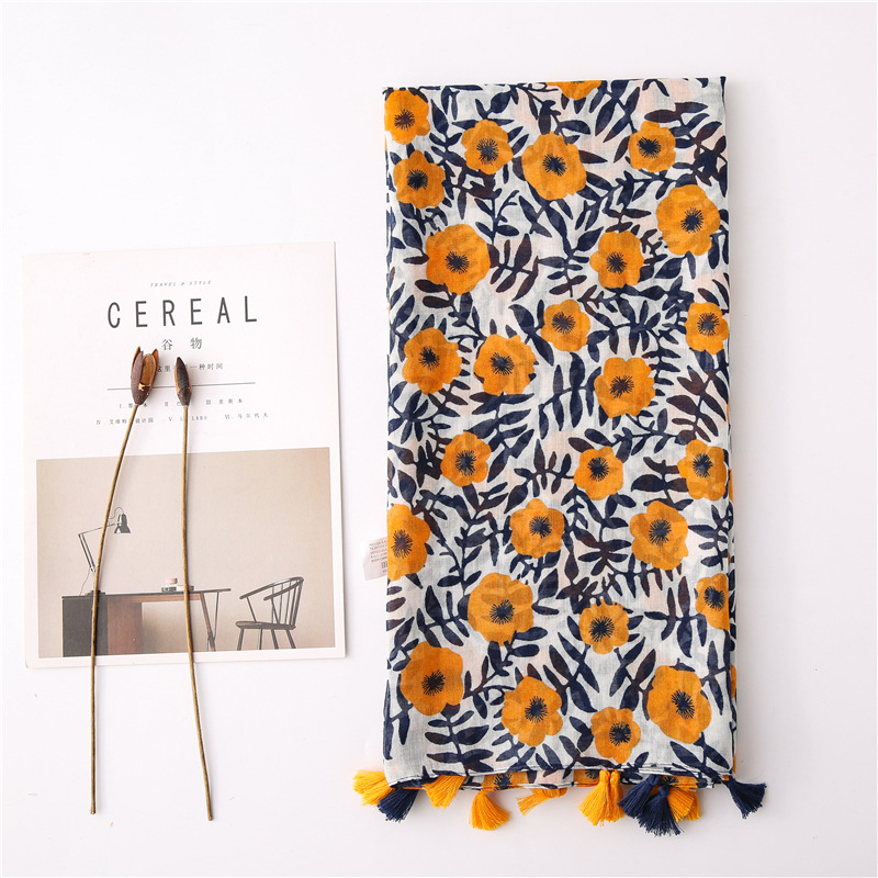 Japanese-style artistic and fresh cotton and linen scarf, retro patchwork Bohemian cashew print silk scarf, beautiful sun protection scarf, whisker, Korean cotton dense Bali gauze scarf shawl pic 13