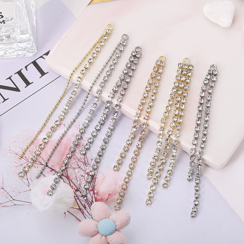 Best-selling diy water diamond claw chain, welded earrings, tassel accessories, earrings, versatile heart-shaped round five-pointed star ear strings pic 2