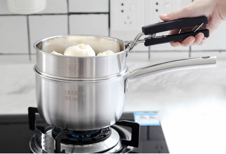 Taiban 304 stainless steel milk pot steamer, thickened five-layer steel, 14/16/18cm small pot, non-sticky for complementary food and noodles pic 11