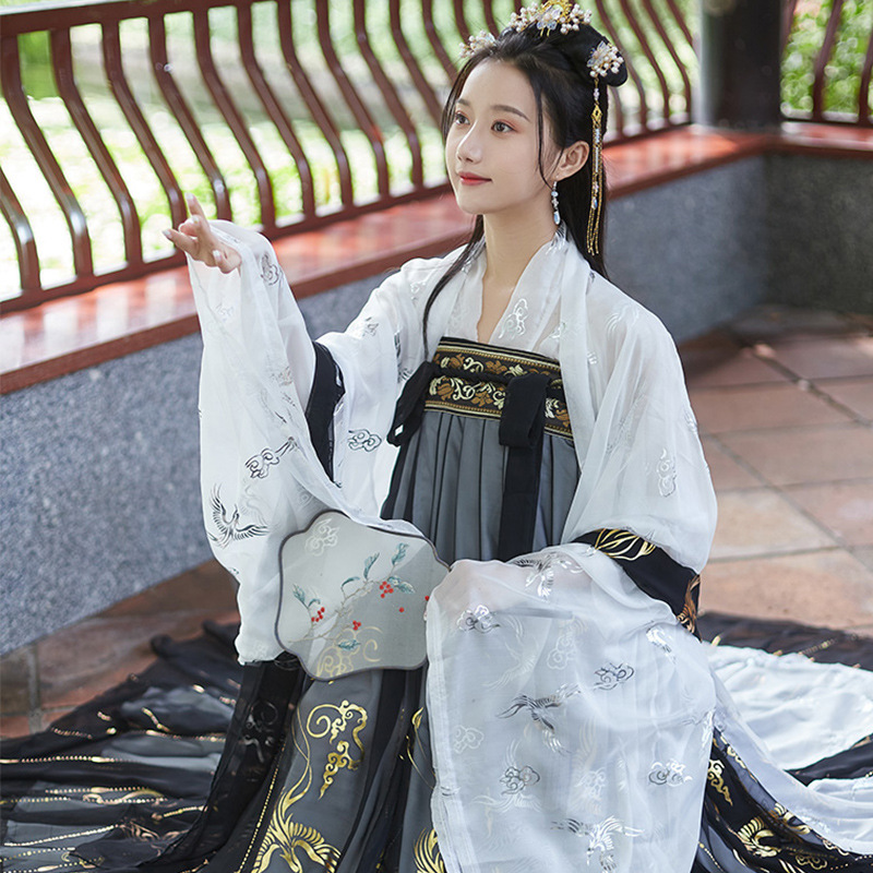 国潮新款成人汉服女成人古装中国风全套烫金上襦大袖衫齐胸襦裙套装详情3