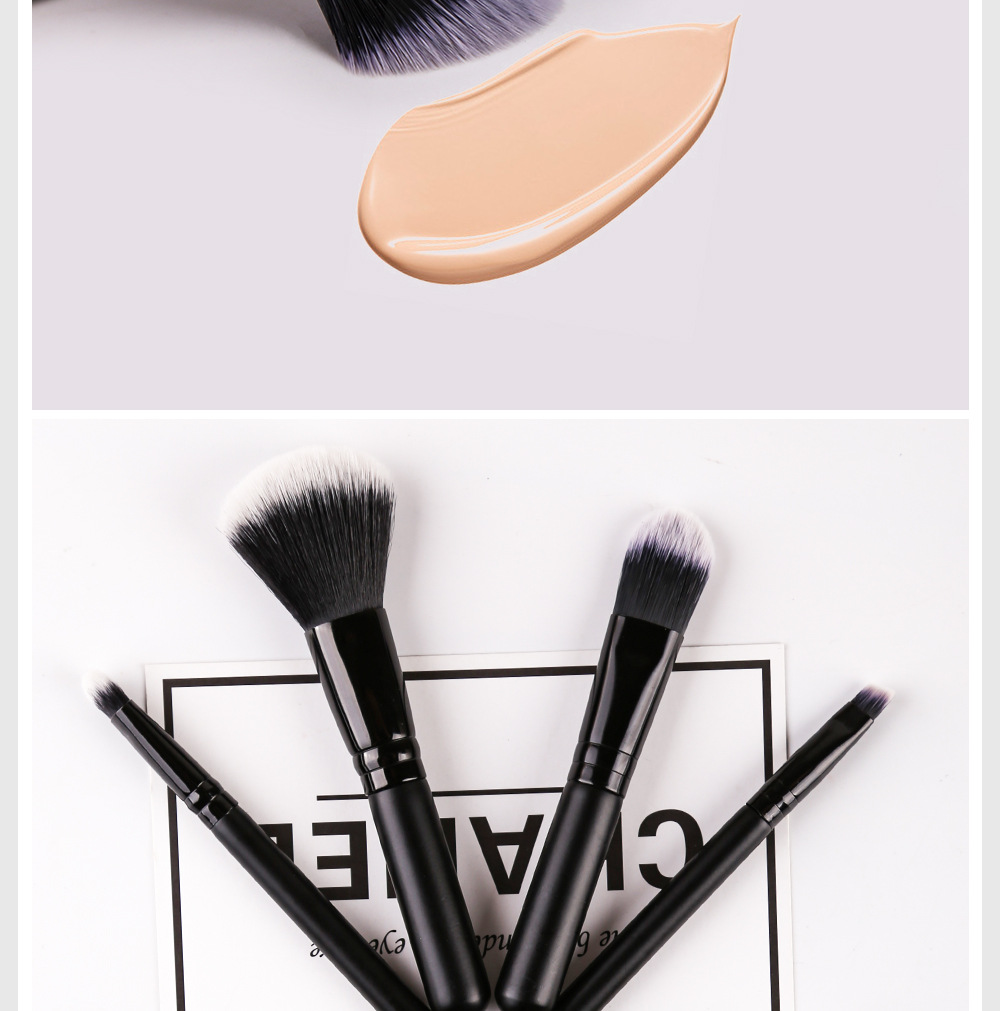 卓尔雅迷你化妆刷套装修容粉底液旅行便携黑色软毛美容护肤彩妆工具详情15