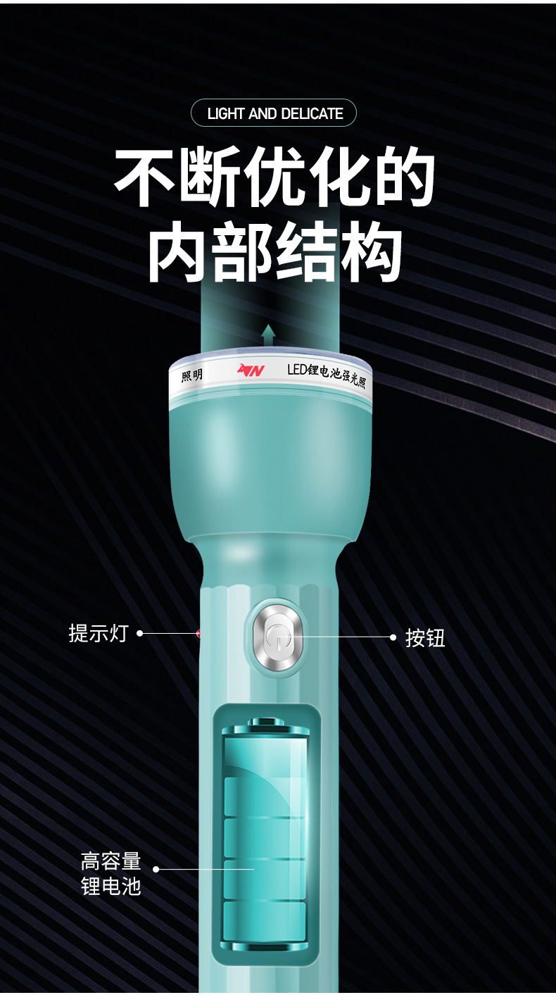 跨境led强光手电筒充电式远射 户外照明便携防水应急手电厂家直销详情4