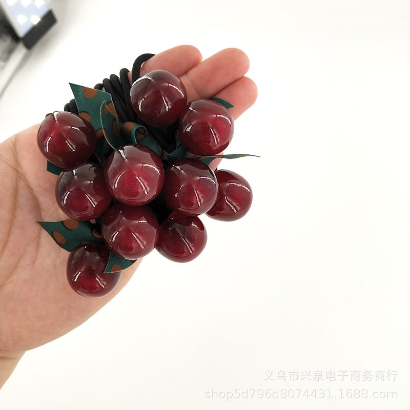 Big Cherry Hair Tie No. 118, 1 yuan, popular hair tie, cherry simulation hair tie, ribbon hair tie, fashionable Internet celebrity Korean version hair band, 2 yuan, accessory pic 5