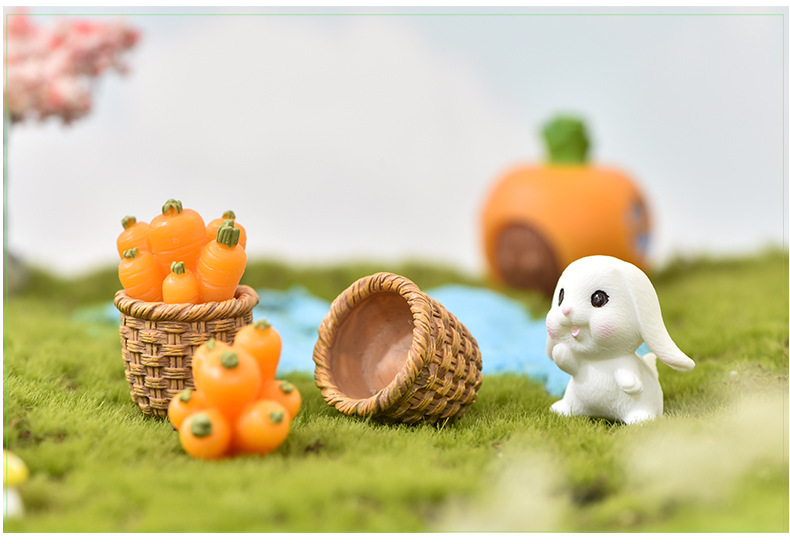 Micro landscape, cute animals, cartoon rabbits, carrot house, adorable rabbits, garden resin ornaments and accessories, Year of the Rabbit decorations pic 41