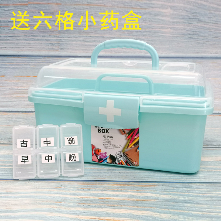 Factory direct sales of plastic portable multi-layer first aid kits, including six-compartment medicine boxes and large family storage medicine boxes pic 11