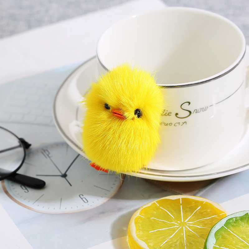 Ins真狐狸毛小黄鸭毛绒钥匙扣挂件女生包包钥匙挂饰（质量好）详情7