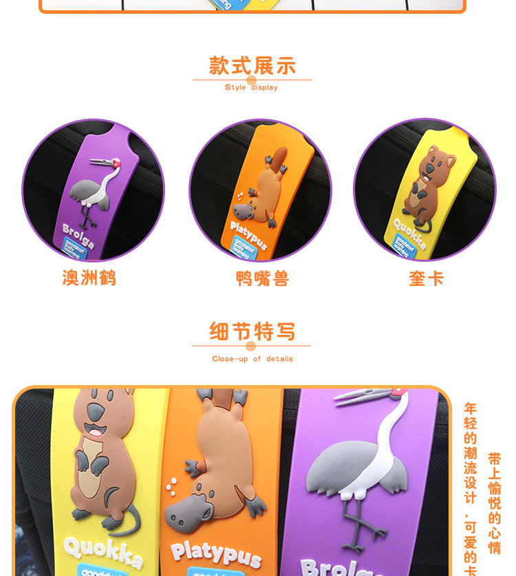 Katong Creative Cute animal luggage tags PVC soft rubber resin luggage tags promotional gifts pic 11