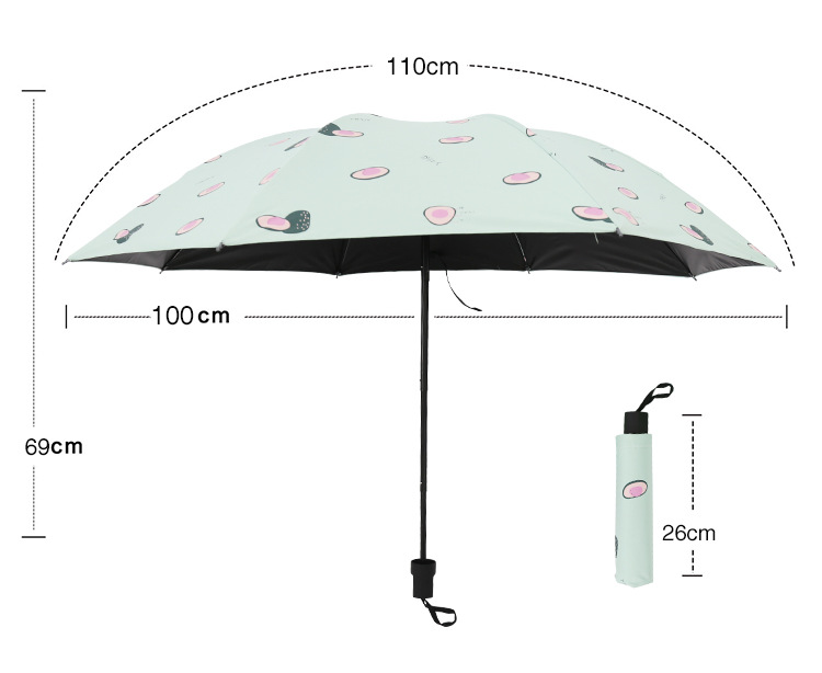 2023新款小清新遮阳伞女太阳伞学生黑胶三折叠简约两用晴雨伞批发详情5