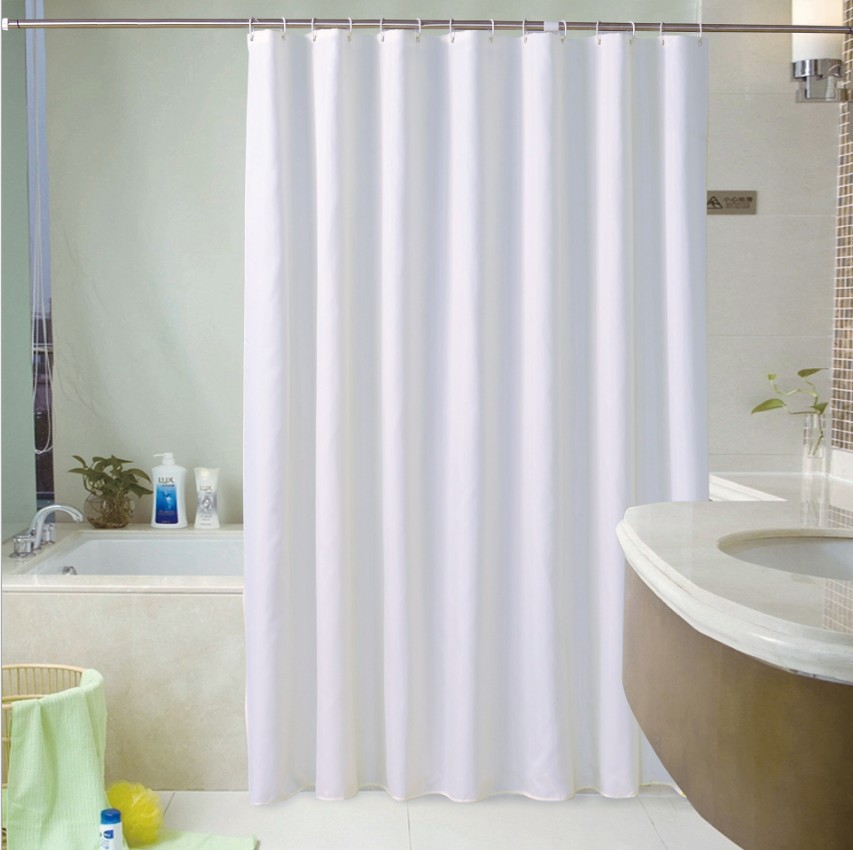 Wholesale of cross-border white thickened plain polyester bath curtains, waterproof bathroom curtains for hotels and guesthouses pic 22