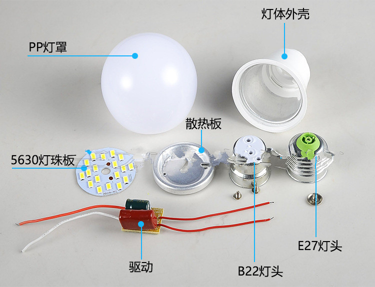 球泡 LED灯泡 5630家用照明节能灯泡 热销led塑包铝球泡灯详情5