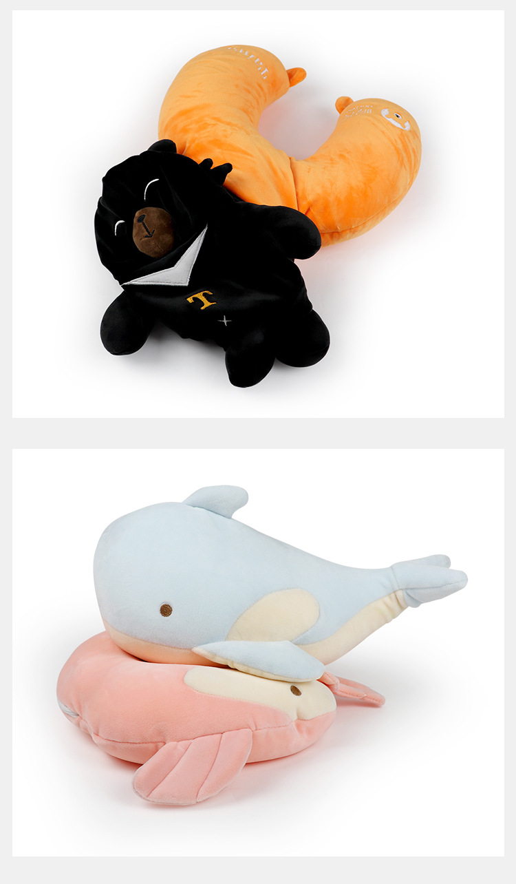 Customized U-shaped pillow, two-in-one deformable multi-functional cartoon foam particle neck pillow, portable travel pillow pic 21
