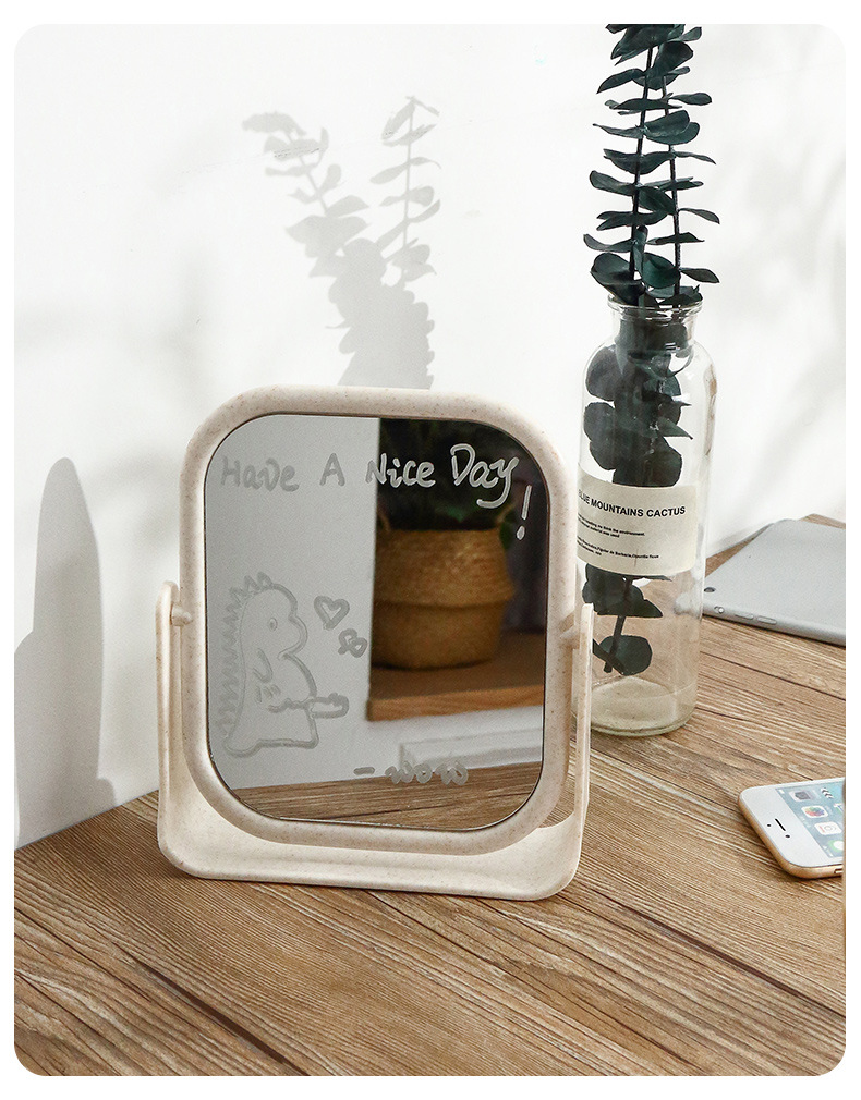 台式双面化妆镜简易梳妆镜子旋转ins风少女公主镜宿舍学生梳妆镜详情9