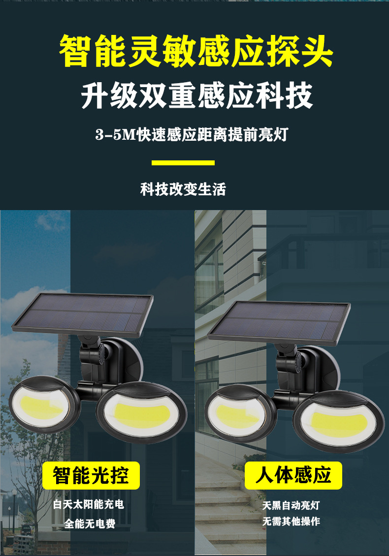 Solar outdoor wall lamps, waterproof human-sensing lighting street lamps for courtyards and gardens, decorative lamps for villa courtyards and walls pic 5