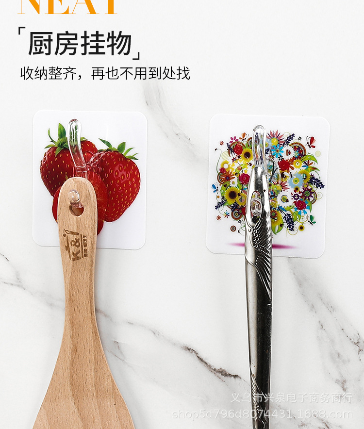 【1-1区】花片【衣帽钩】1500/件粘钩衣帽钩厨房浴室粘胶免打孔新款无痕亚克力挂钩批发详情12