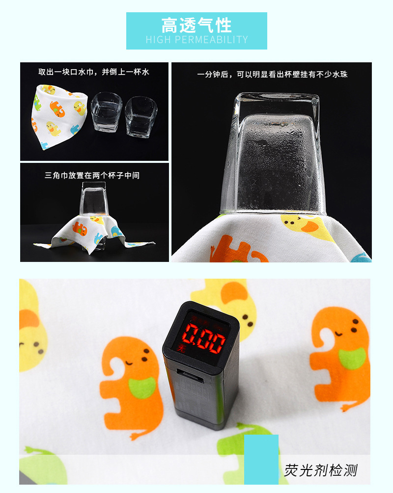 新款婴儿纯棉三角巾宝宝卡通围嘴围兜母婴用品批发双层婴儿口水巾详情10