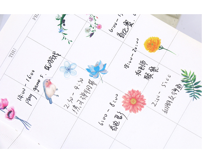 原创创意手账贴艳丽彩色花朵植物水彩清新素材和纸贴纸6张入详情15