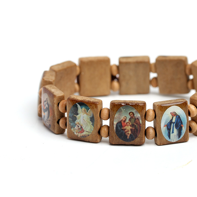 Natural wooden bracelets for both men and women, oil-dripping colored prayer beads bracelets, AliExpress export accessories wholesale pic 14