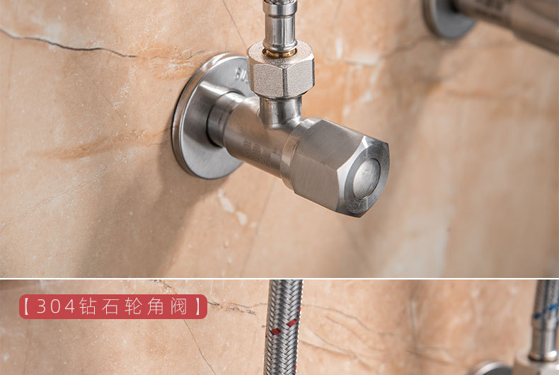 Ximans 304 stainless steel Angle valve, all-copper Angle valve, water heater water stop switch valve, 4-minute DN15 ceramic core pic 12