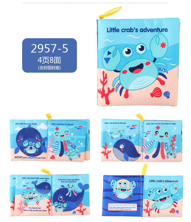Amazon cross-border 3D baby cloth books, early education toys, English palm books, animal number recognition baby cloth books pic 43